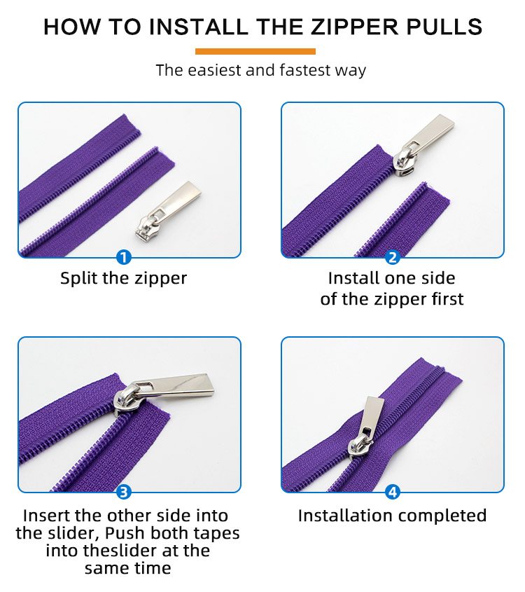 HOW TO INSTALL THE ZIPPER PULLS EVERNICE ZIPPER